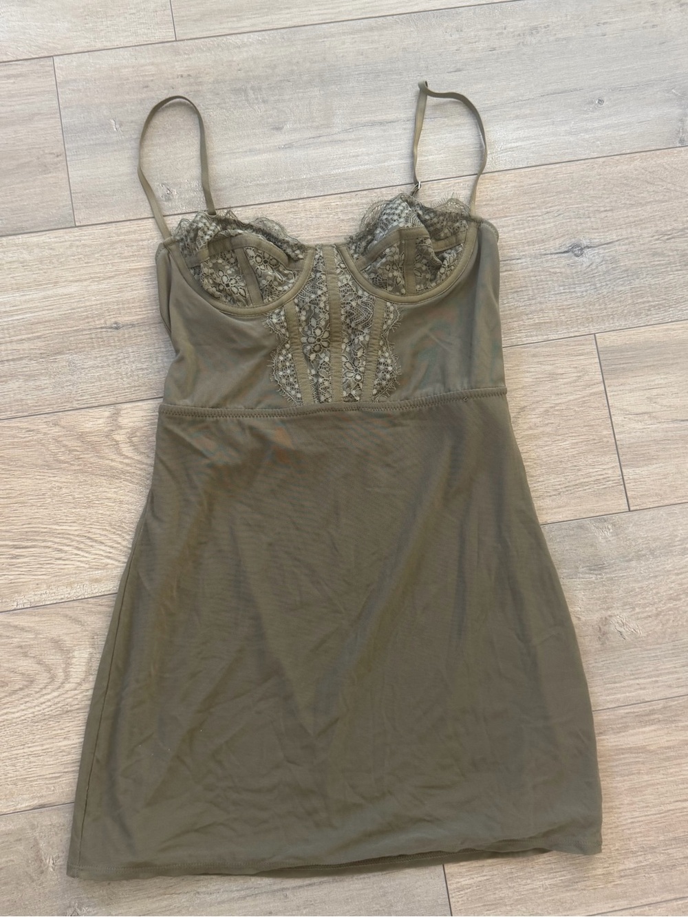 Urban Outfitters Olive Lace-Trim Slip